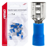 Modro izoliran ženski ploščati konektor širine 7,4 mm