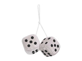 Plišaste kocke za avto – bele fuzzy dice 6 x 6 cm