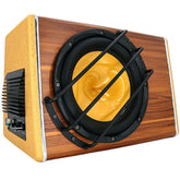 Avtomobilski subwoofer 200W RMS – prtljažniški bas 3800W z lesenim videzom in veliko zvočniško enoto