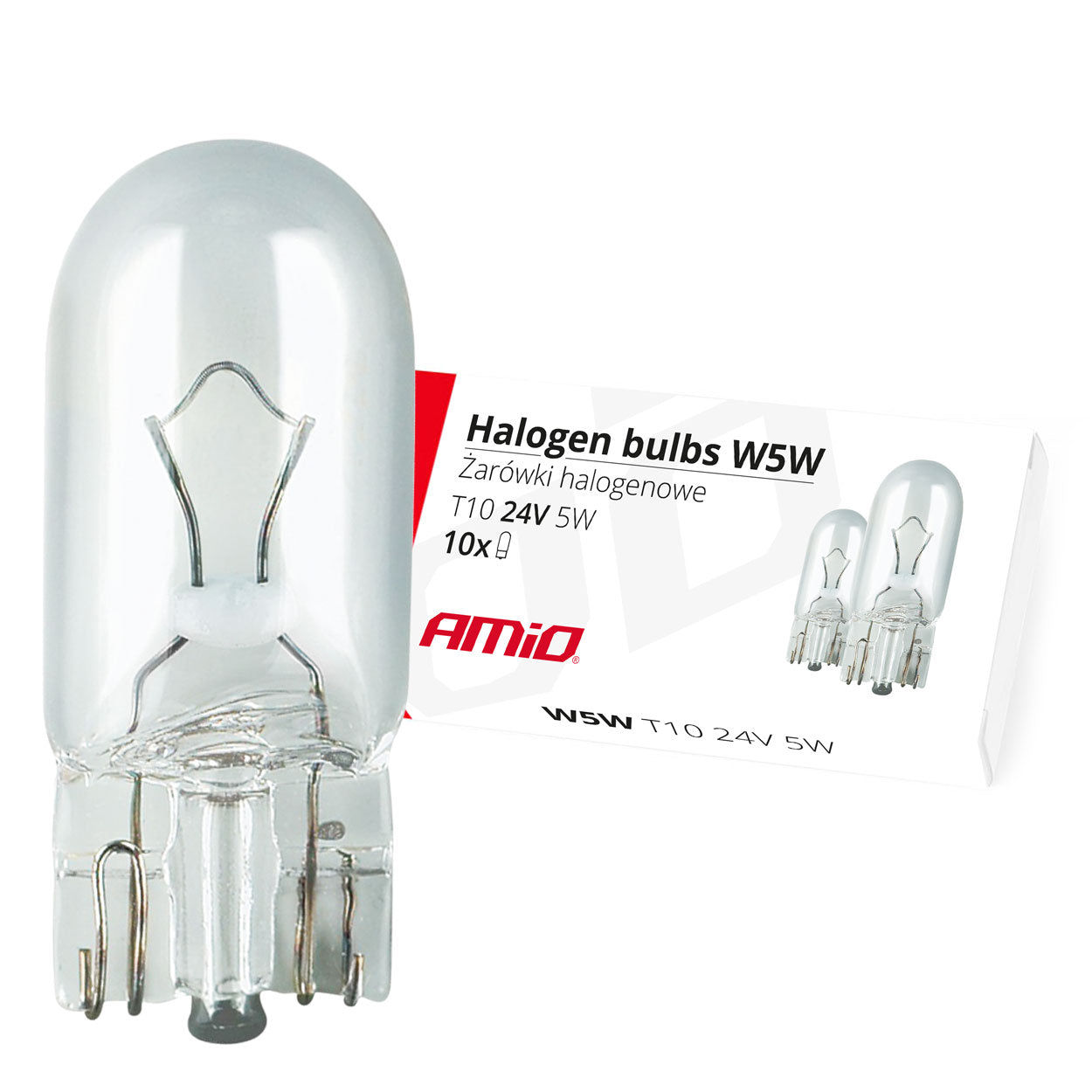 Halogenpærer W5W T10 24 V med W2.1x9.5d-fatning