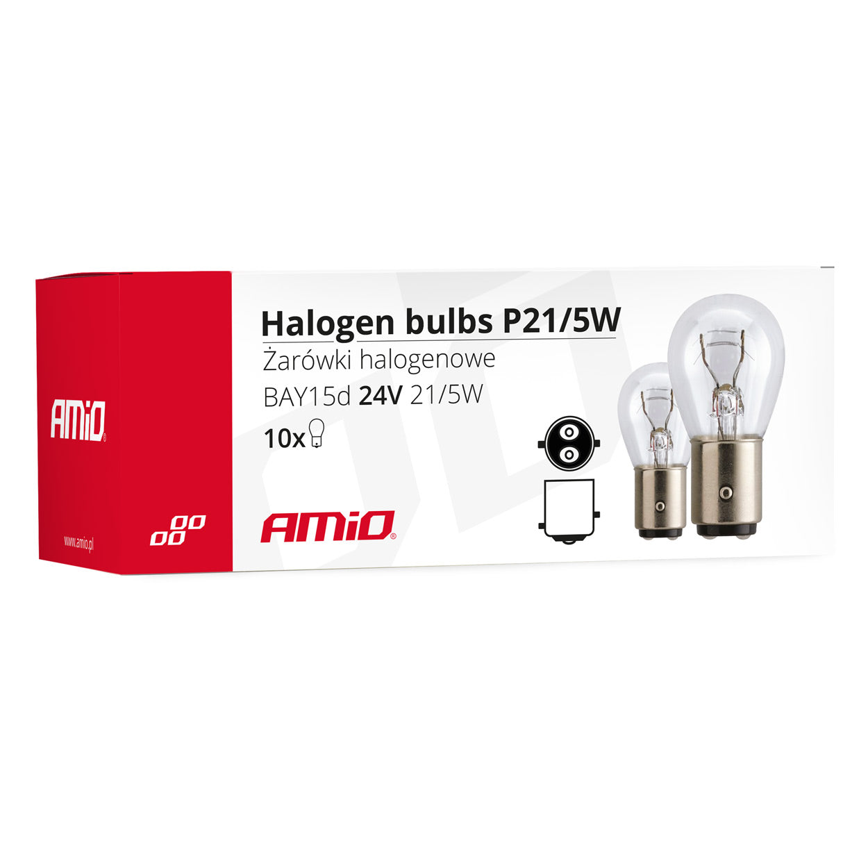 P21/5W halogenpærer til 24V med BAY15D-fatning