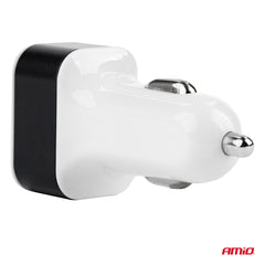 Bel avtomobilski polnilec s 3 USB priključki