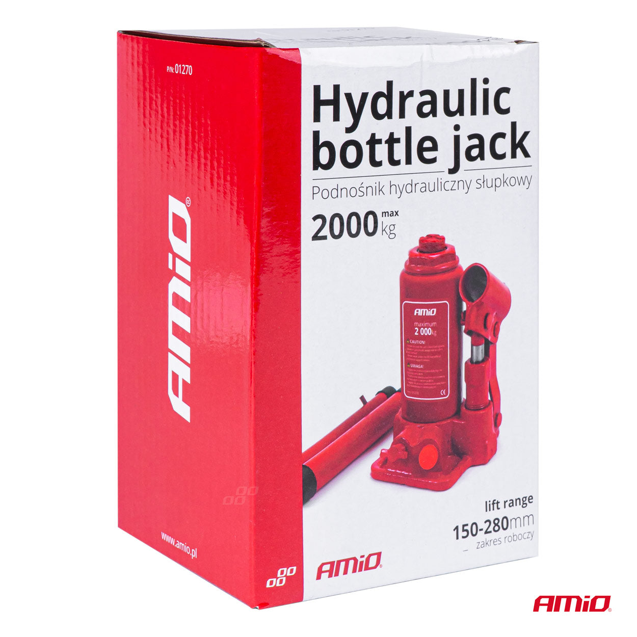 Hydraulisk flaskejack med 2.000 kg kapacitet