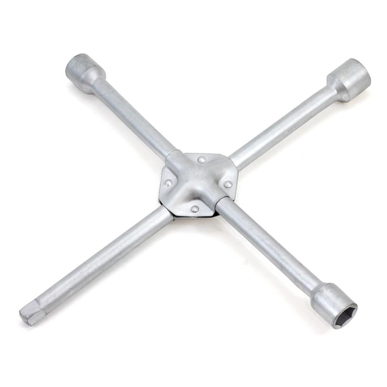 Križni ključ za kolesne matice s štirimi rokami v velikostih 17, 19, 21 mm in 1/2"