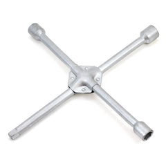 Križni ključ za kolesne matice s štirimi rokami v velikostih 17, 19, 21 mm in 1/2"