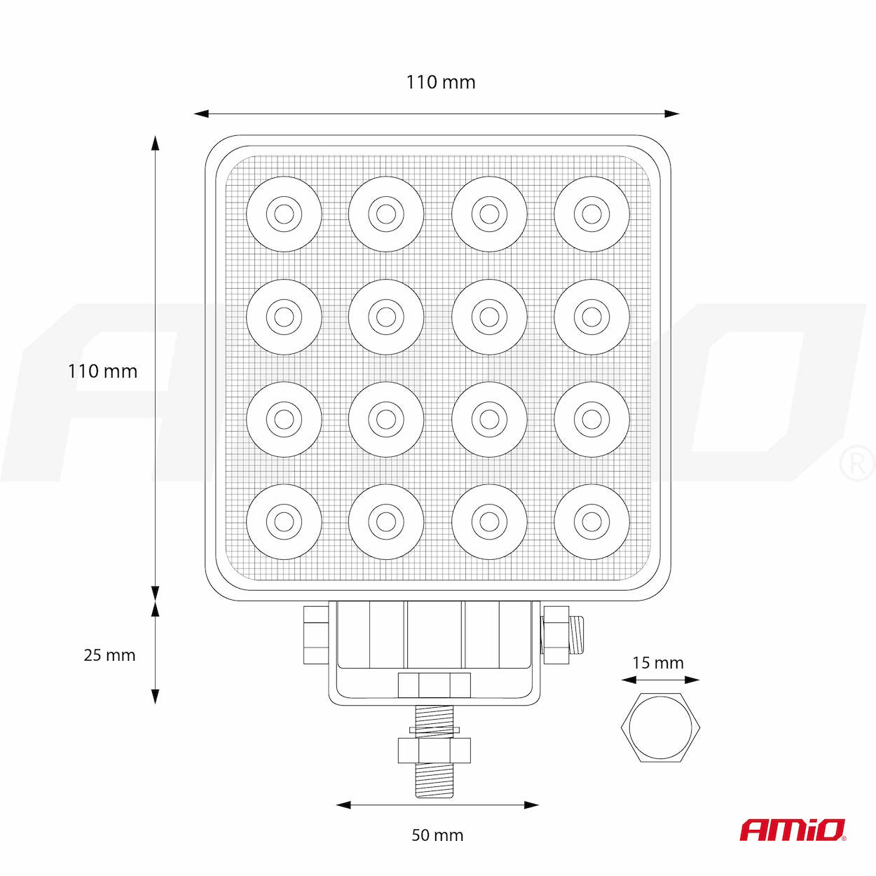 Arbejdslygte AWL10, 110 x 110 mm