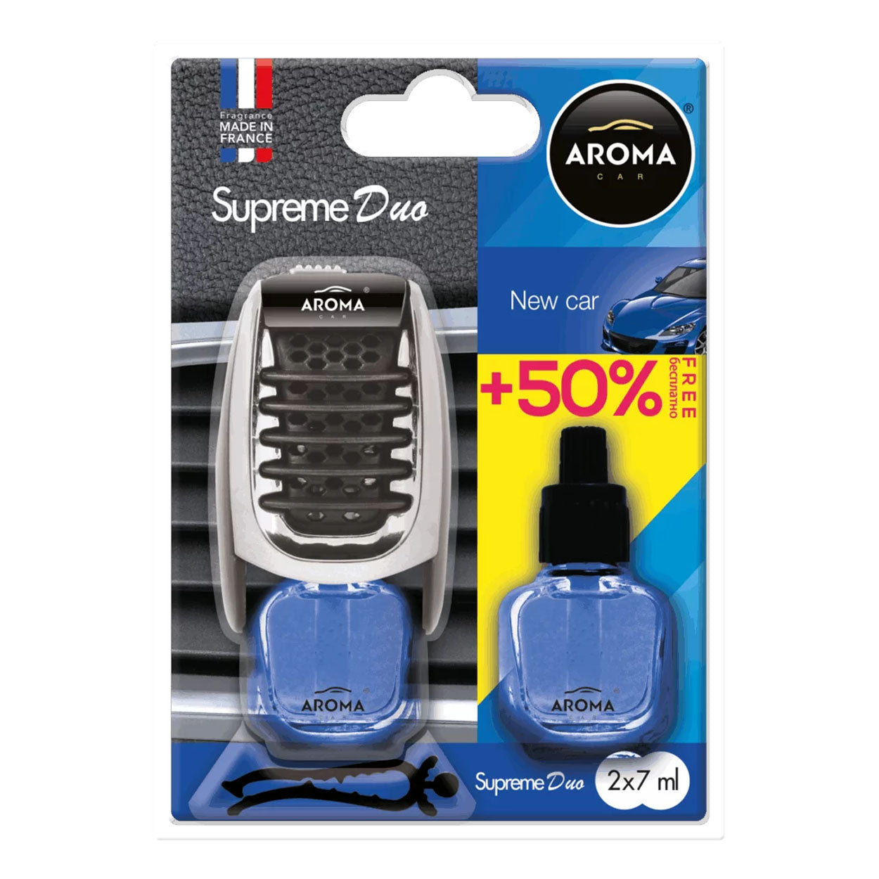 Aroma Car Supreme Duo New Car osvežilec zraka za avto z dodatno stekleničko