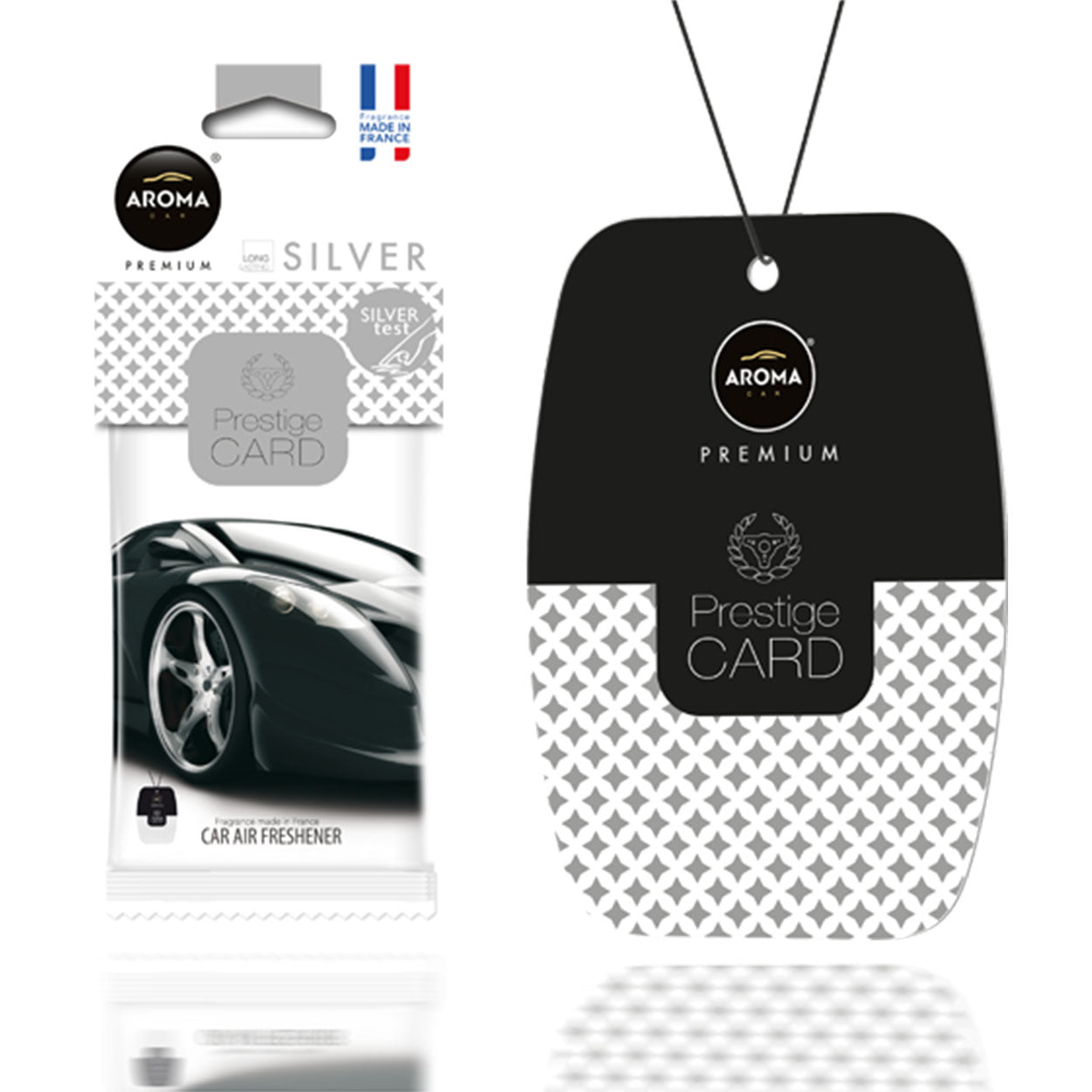 Aroma Prestige Card Silver viseči osvežilec zraka za avto