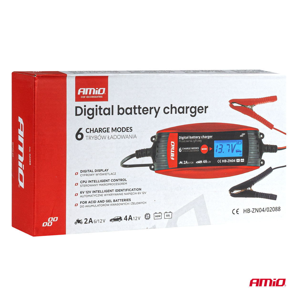 Digital batterilader med 6V- og 12V-funktion