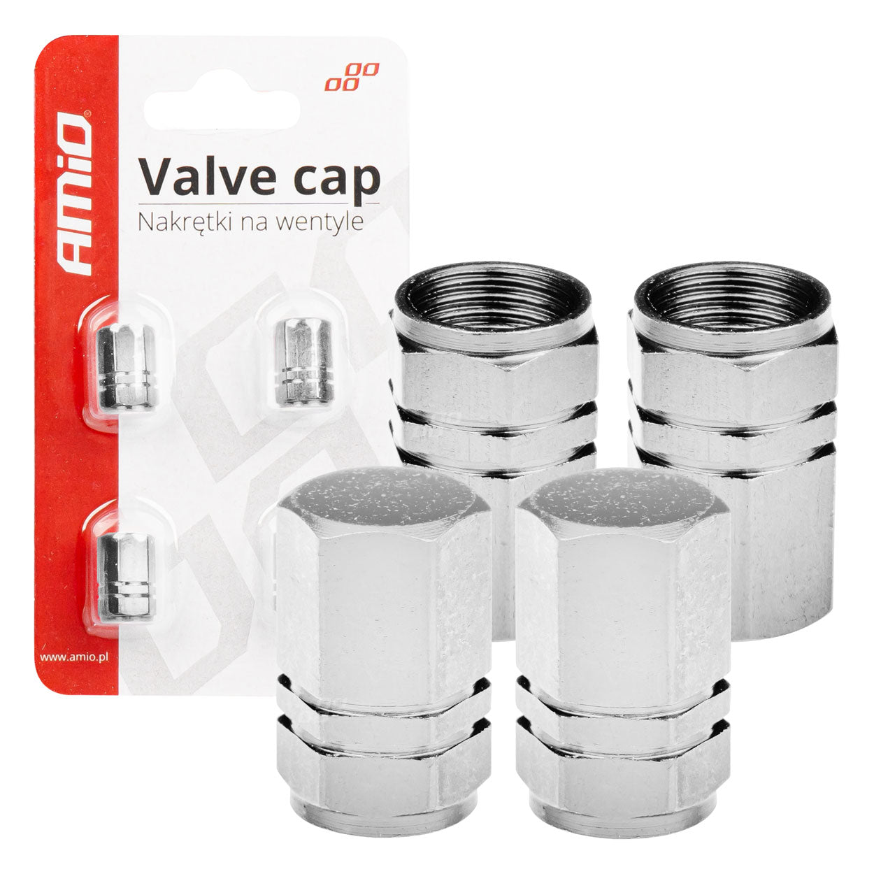 Sølvfarvede ventilhætter i aluminium
