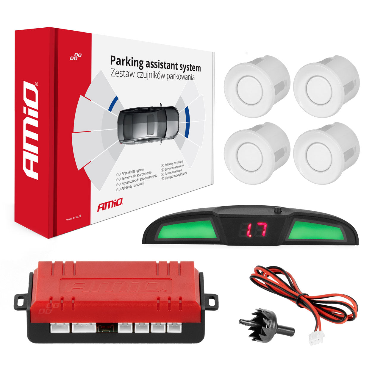 Parkeringsassistent med LED COB-display og hvide sensorer