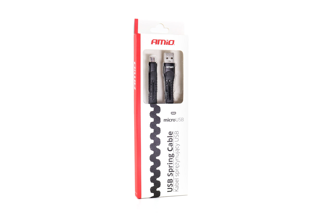 Micro USB-spiralkabel med nylonfletning