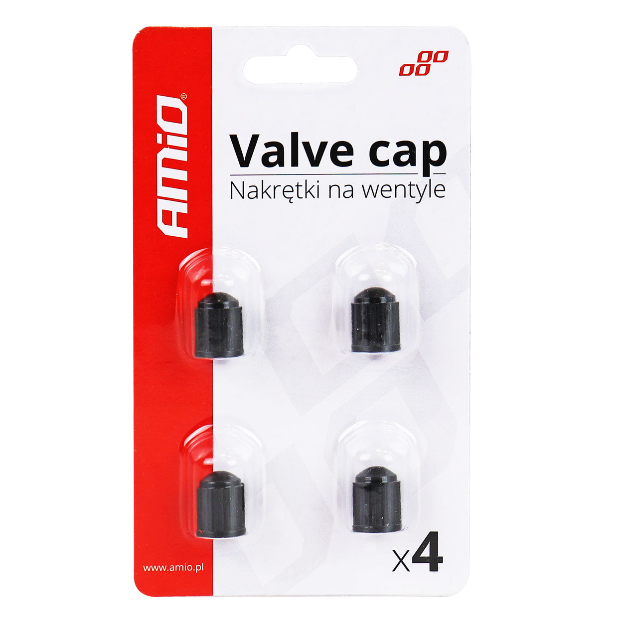 Komplet štirih črnih plastičnih pokrovčkov za ventile.