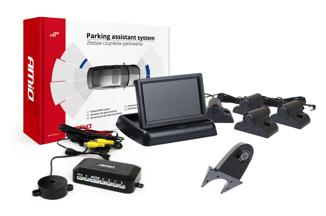 Parkeringsassistent med 4,3 tommer display, kamera og fire sensorer