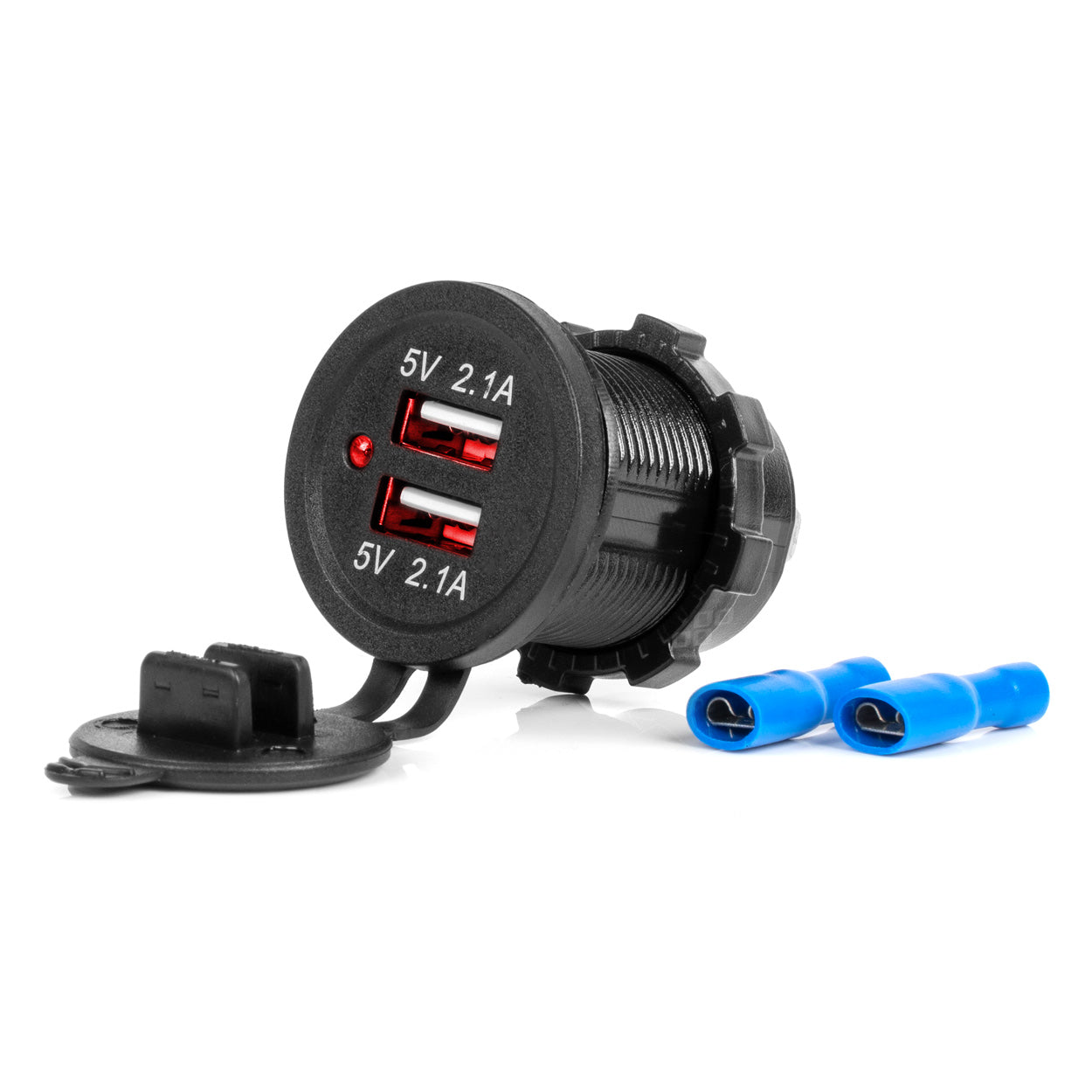 Vandtæt USB-billader med to USB-porte til 12-24 V