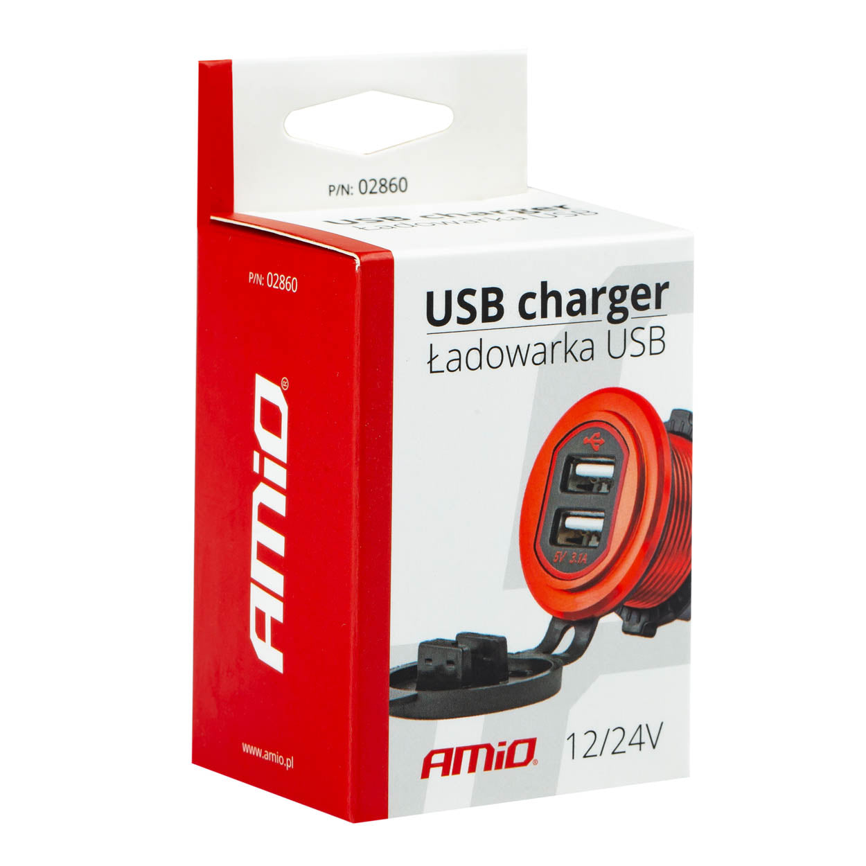 USB-polnilnik z rdečo osvetlitvijo