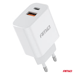 Kompakt 20W vægoplader med to USB-porte