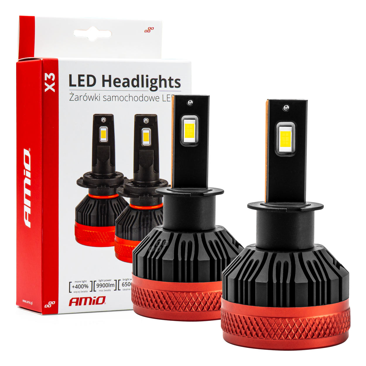LED žarnice H3 serije X3 – komplet od spredaj