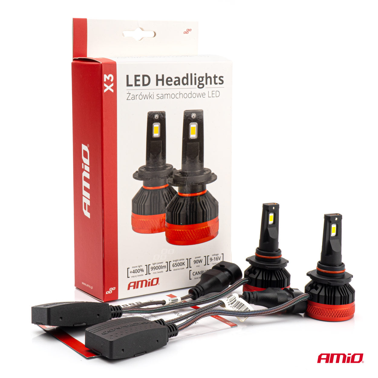 LED-pærer HB4 9006 med strømforsyningskabel