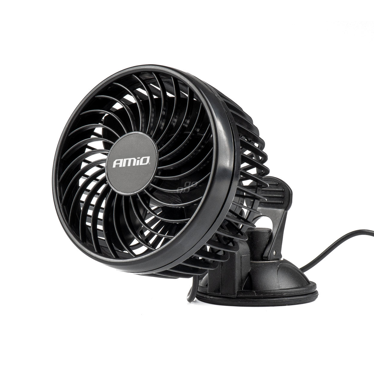 Sort bilventilator med sugekop til 24 V