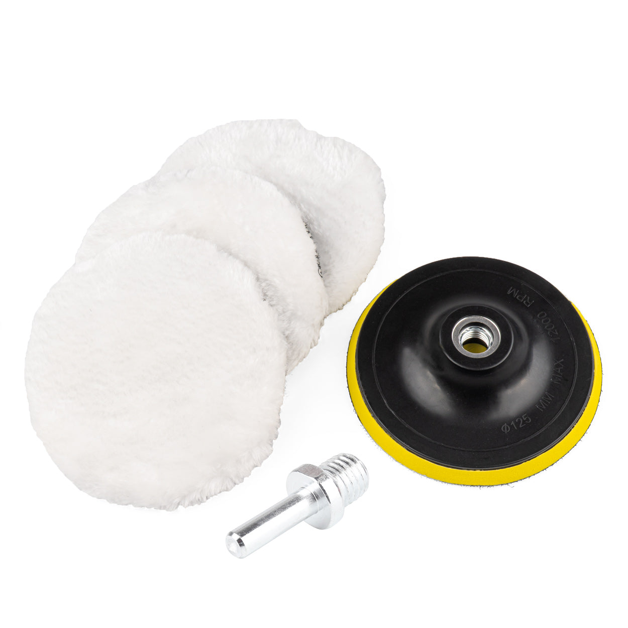 Polerpudesæt med polerfibre og velcro i 125 mm
