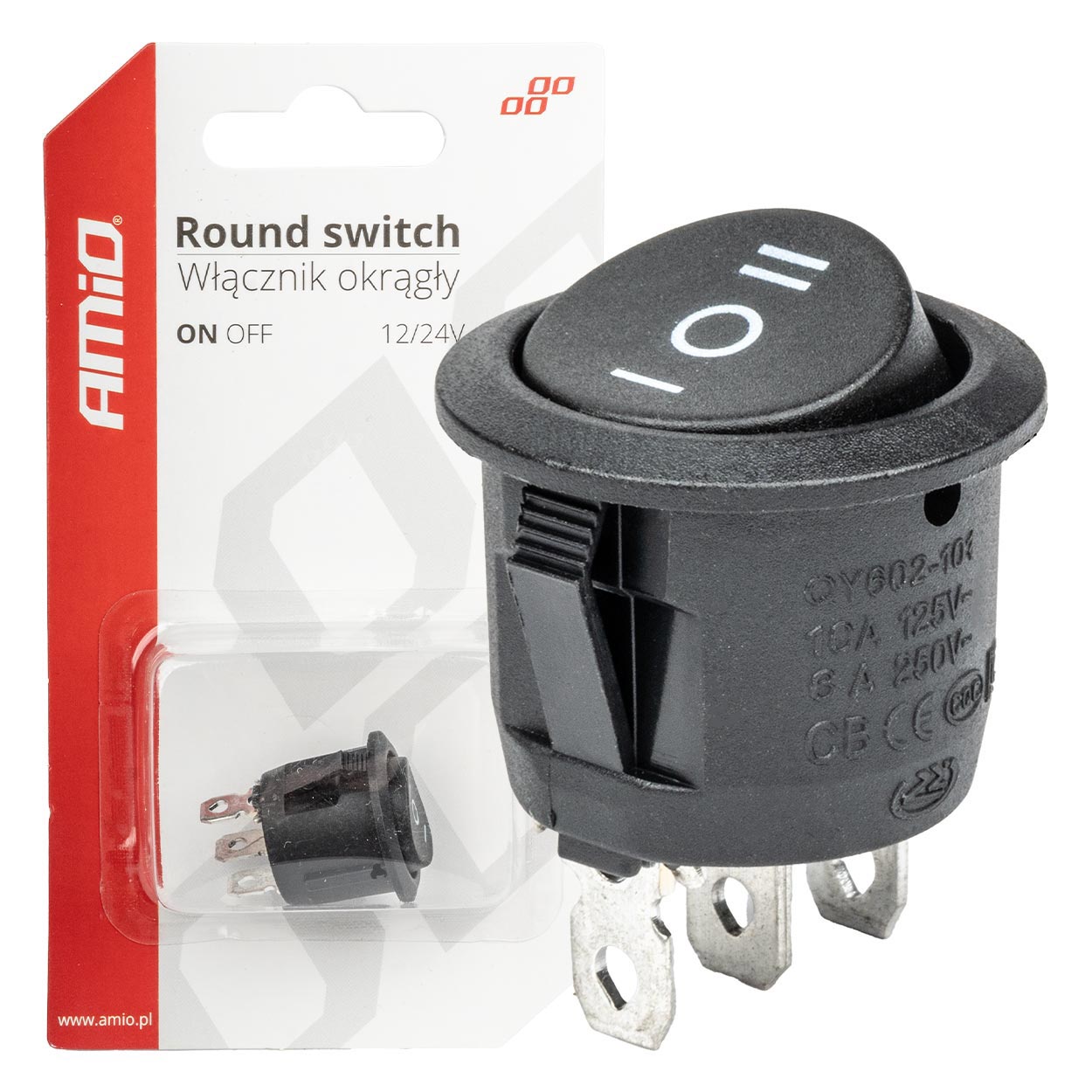 Oval ON-OFF-ON vippekontakt 6 A/230 V