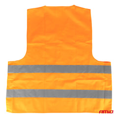 Orange refleksvest med grå reflekterende bånd
