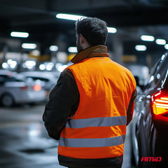Orange refleksvest med reflekterende bånd