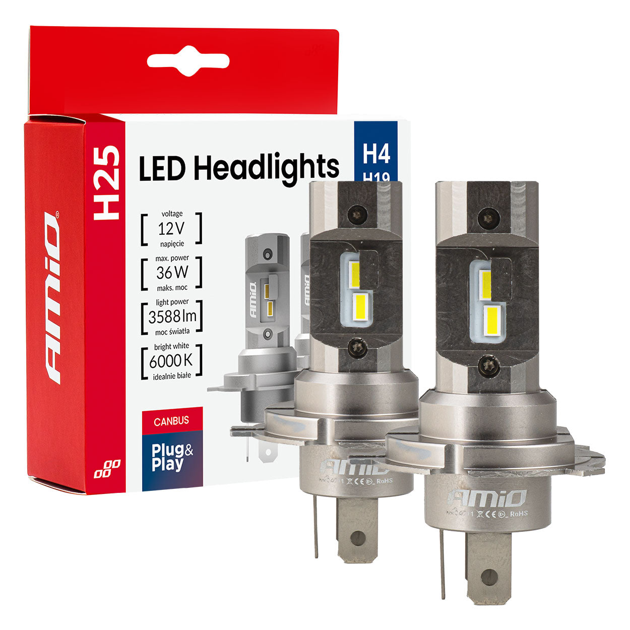 LED-forlygtepærer H4 H19 i H25-serien