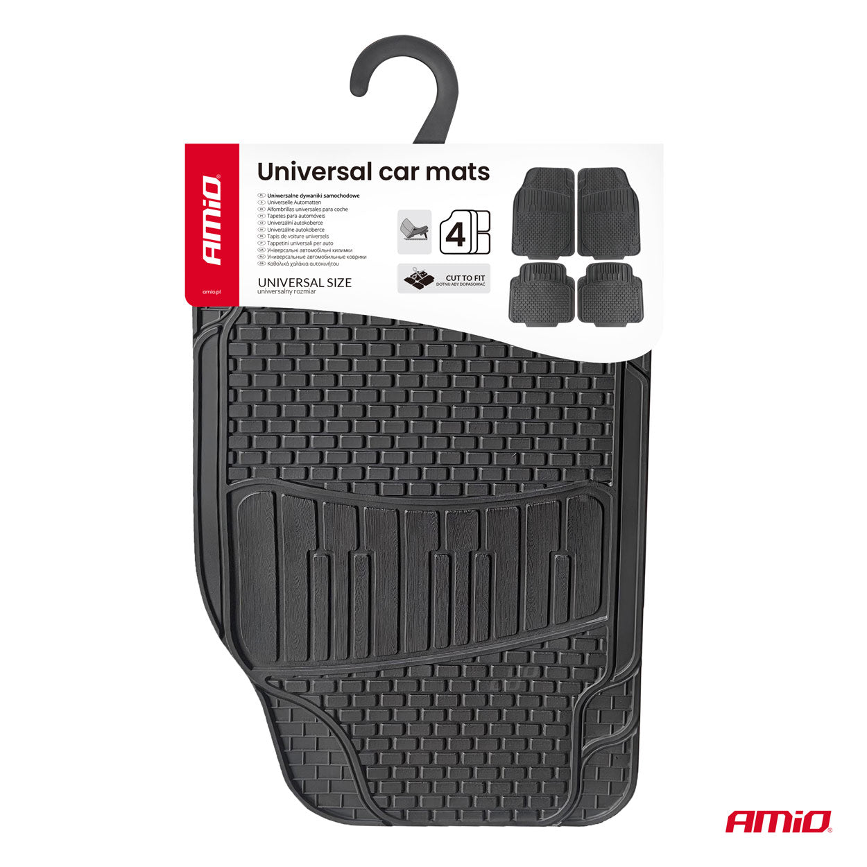 Universelle bilmåtter i sort PVC set fra siden