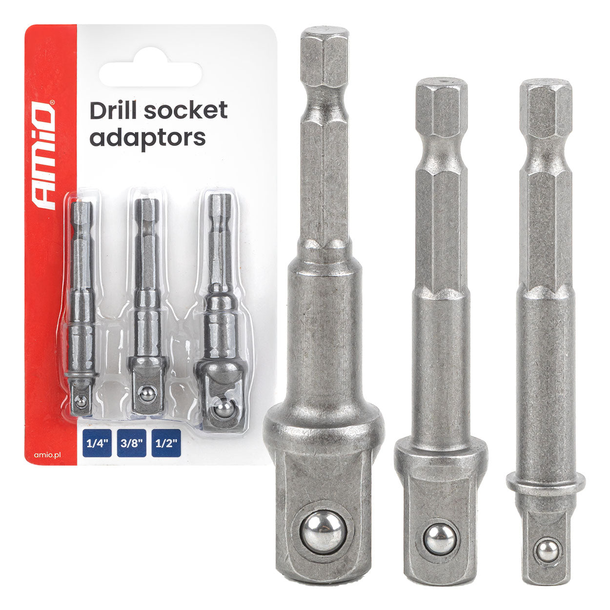 3-delni set adapterjev za nasadne ključe 1/4, 3/8 in 1/2 palca
