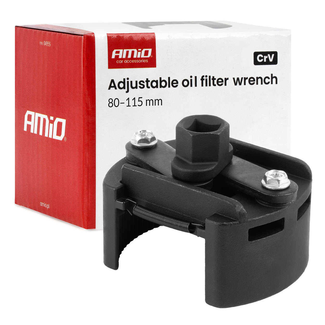 Nastavljiv ključ za oljni filter iz CrV jekla z delovnim območjem 80–115 mm