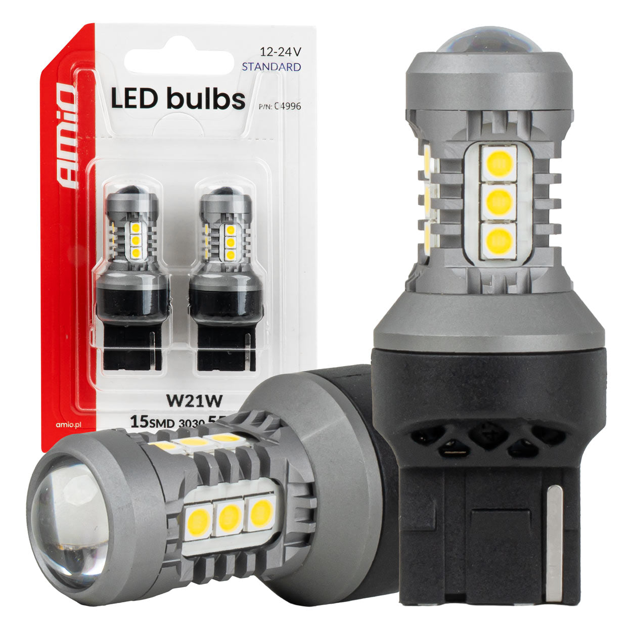 LED žarnica 7440 W21W s 15 diodami SMD 3030 in belo svetlobo