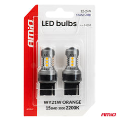 Oranžna 12/24 V LED žarnica za podnožje 7440