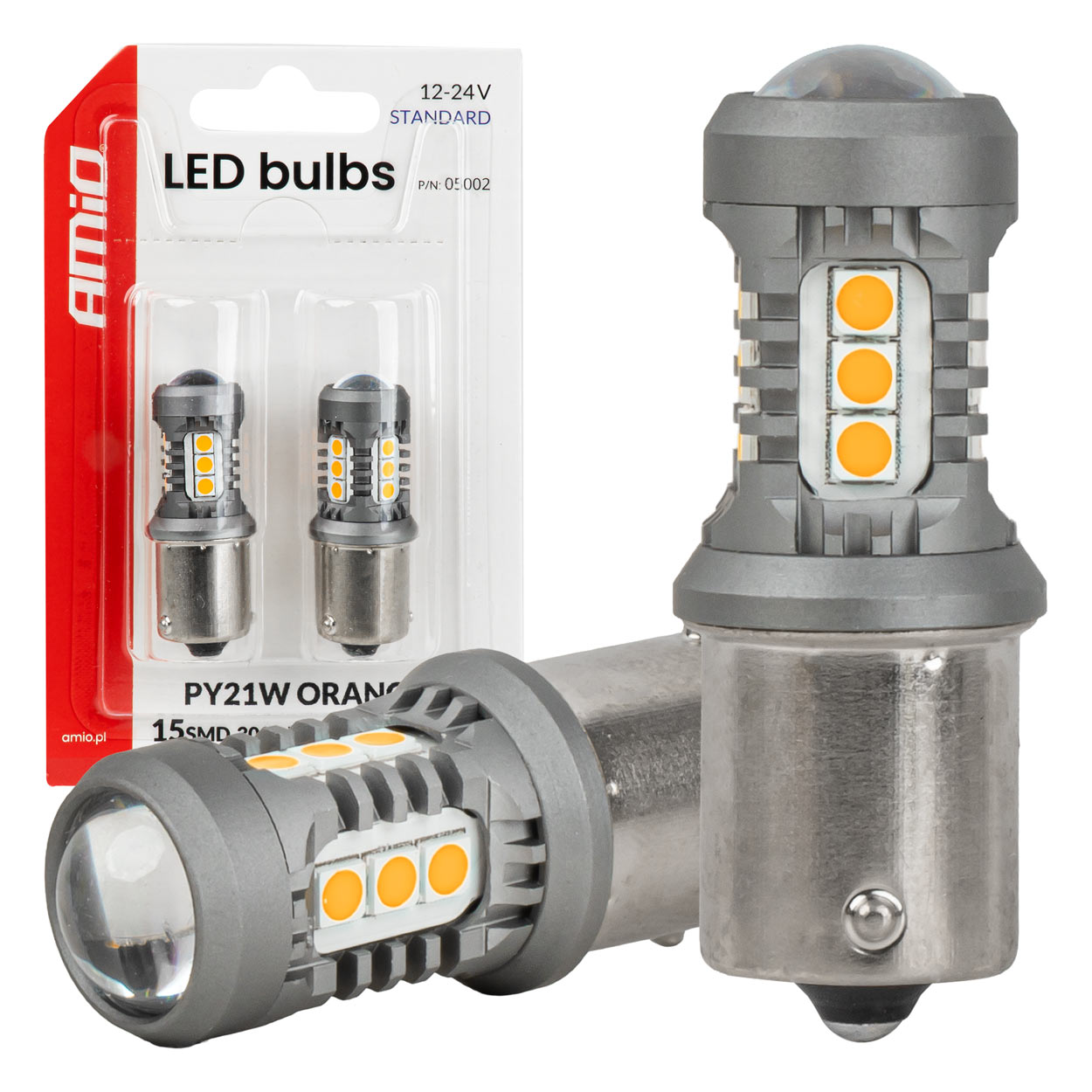 Oranžna LED žarnica z podnožjem BAU15S/PY21W