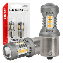 Oranžna LED žarnica z podnožjem BAU15S/PY21W