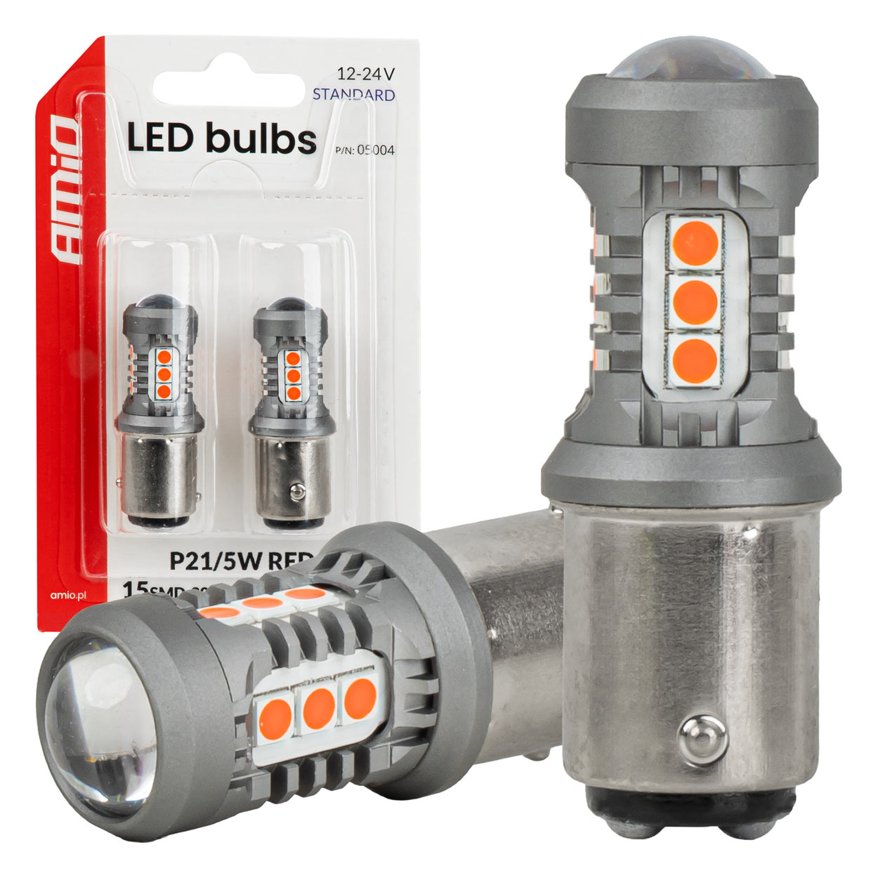Rdeča LED žarnica z podnožjem BAY15D P21/5W