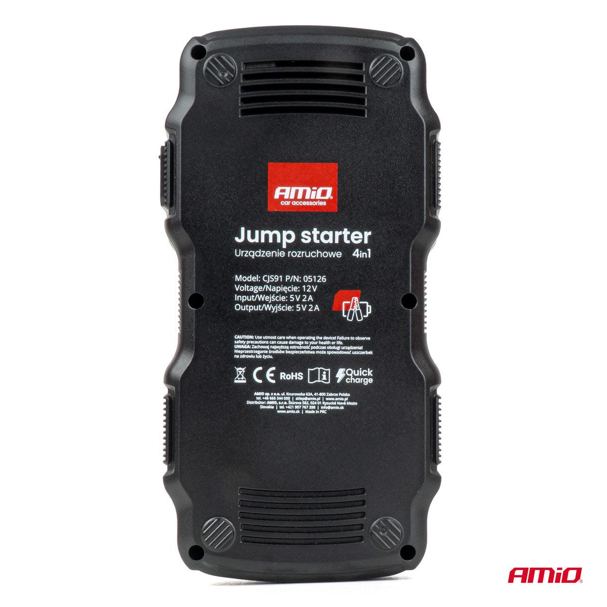 Kompakt 12V jump starter med indbygget kompressor