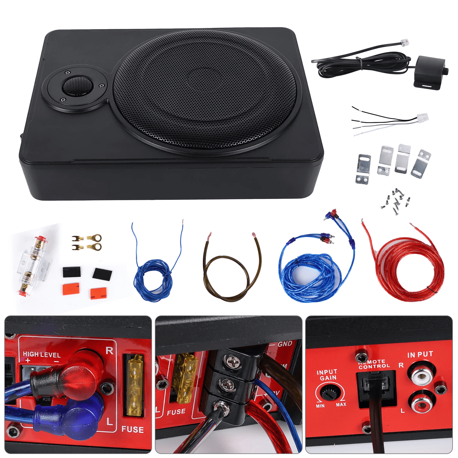 10-palčni slim aktivni avtomobilski subwoofer – 600 W pod sedežem z dodatki in možnostmi namestitve