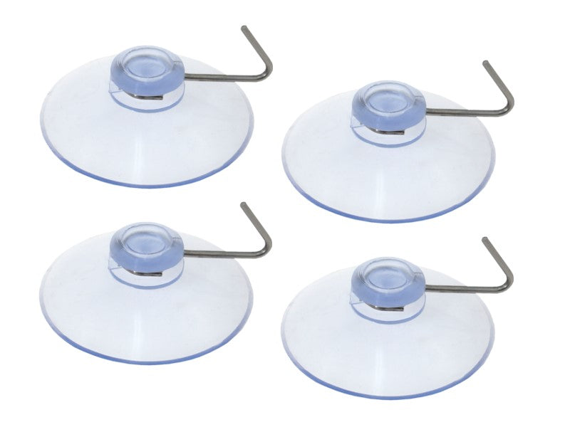 Prozorne prisesalne kljukice s kovinskimi kavlji 40 mm, 4 kosi