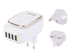 WAYME potovalni polnilec s 4 USB-A, LED-osvetlitvijo in vtiči za EU, UK in ZDA