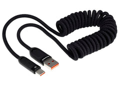 WAYME USB-C polnilni kabel s spiralno zasnovo v črni barvi, 50–180 cm