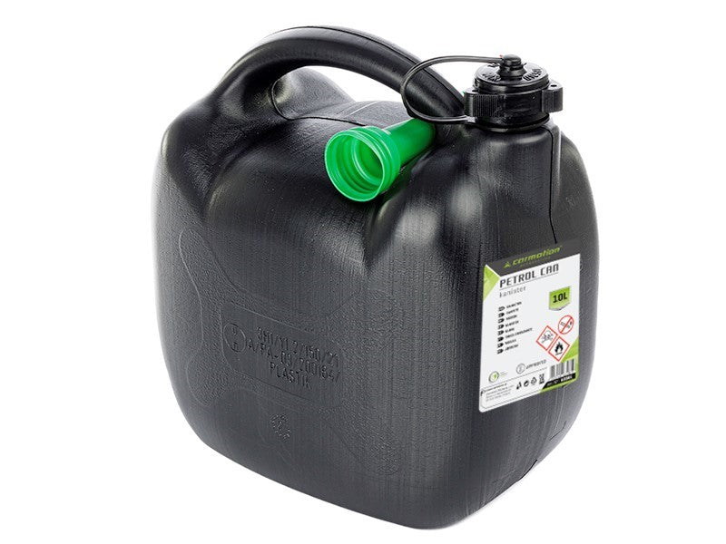 Ovalna plastična posoda za bencin 10 l CARMOTION v črni barvi