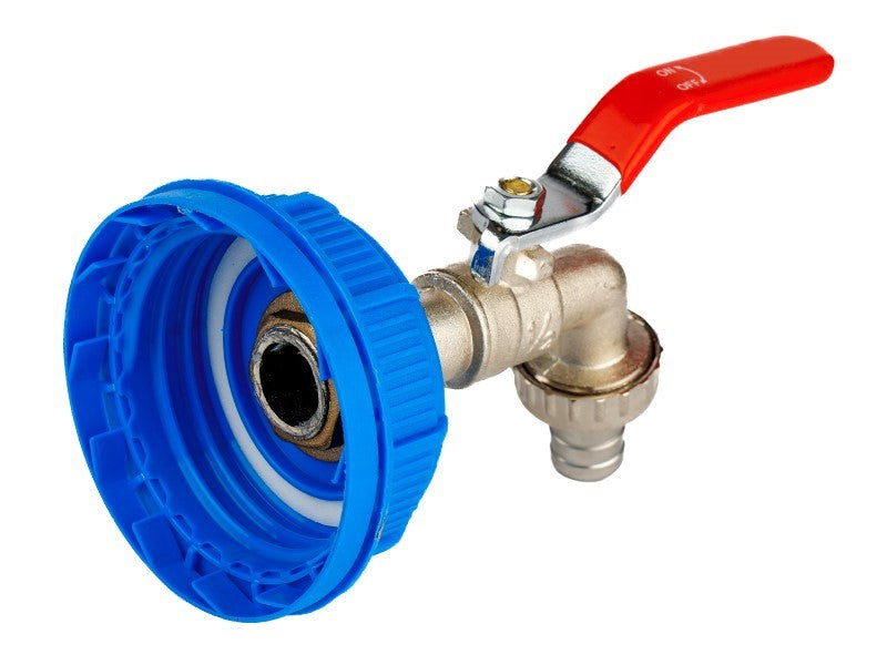 Rdeč pokrov z izlivno pipo 61 mm za posodo z 1/2-palčno pipo