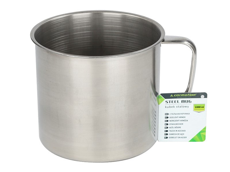 Velik jeklen vrček z ročajem 1000 ml