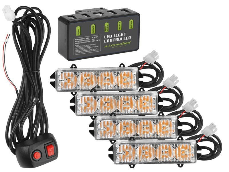 Komplet CARMOTION komplet opozorilnih luči 12V 16W – set 4 kosov z daljinskim upravljalnikom