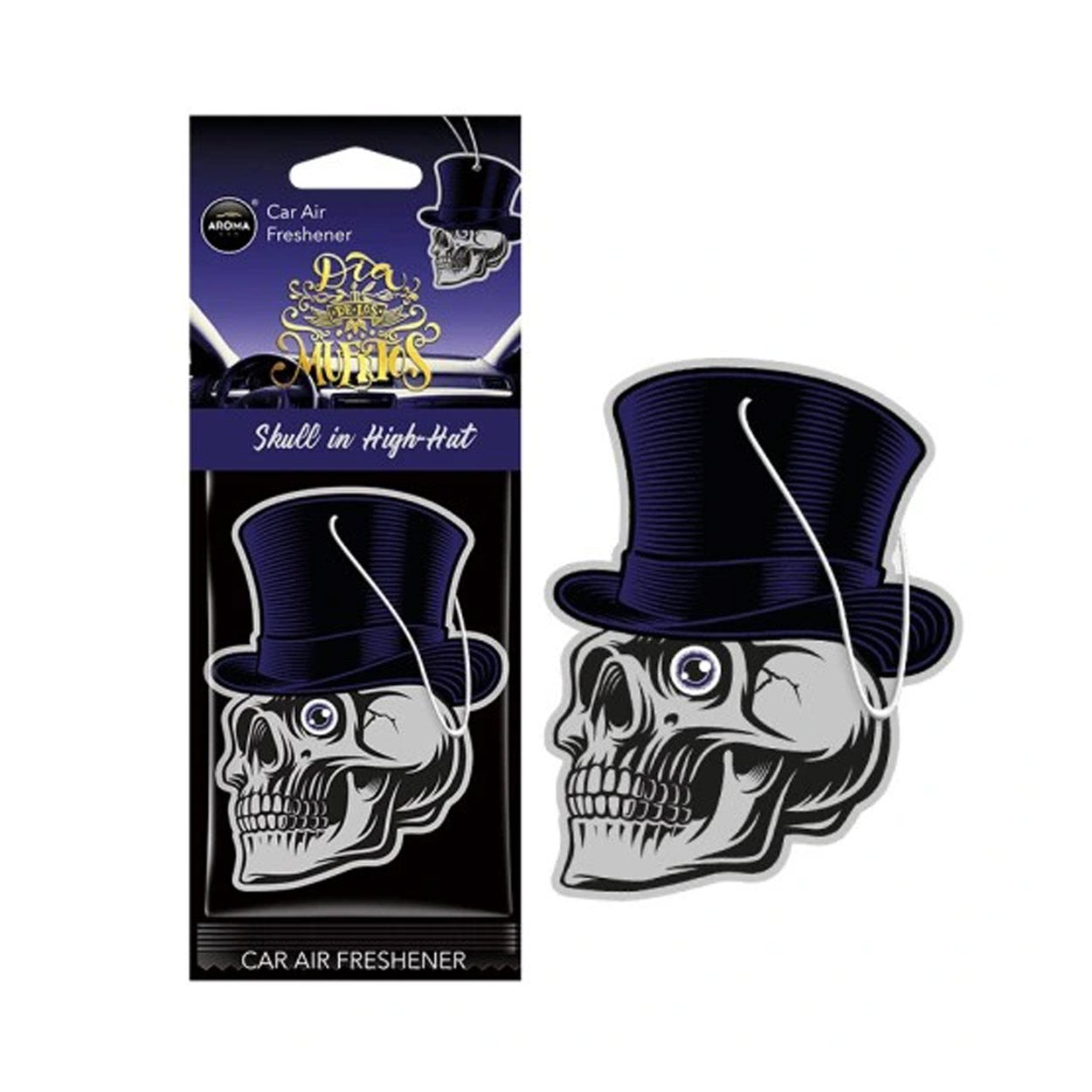 Flerfarvet Dia de los Muertos-luftfrisker til bil med Black Oud-duft
