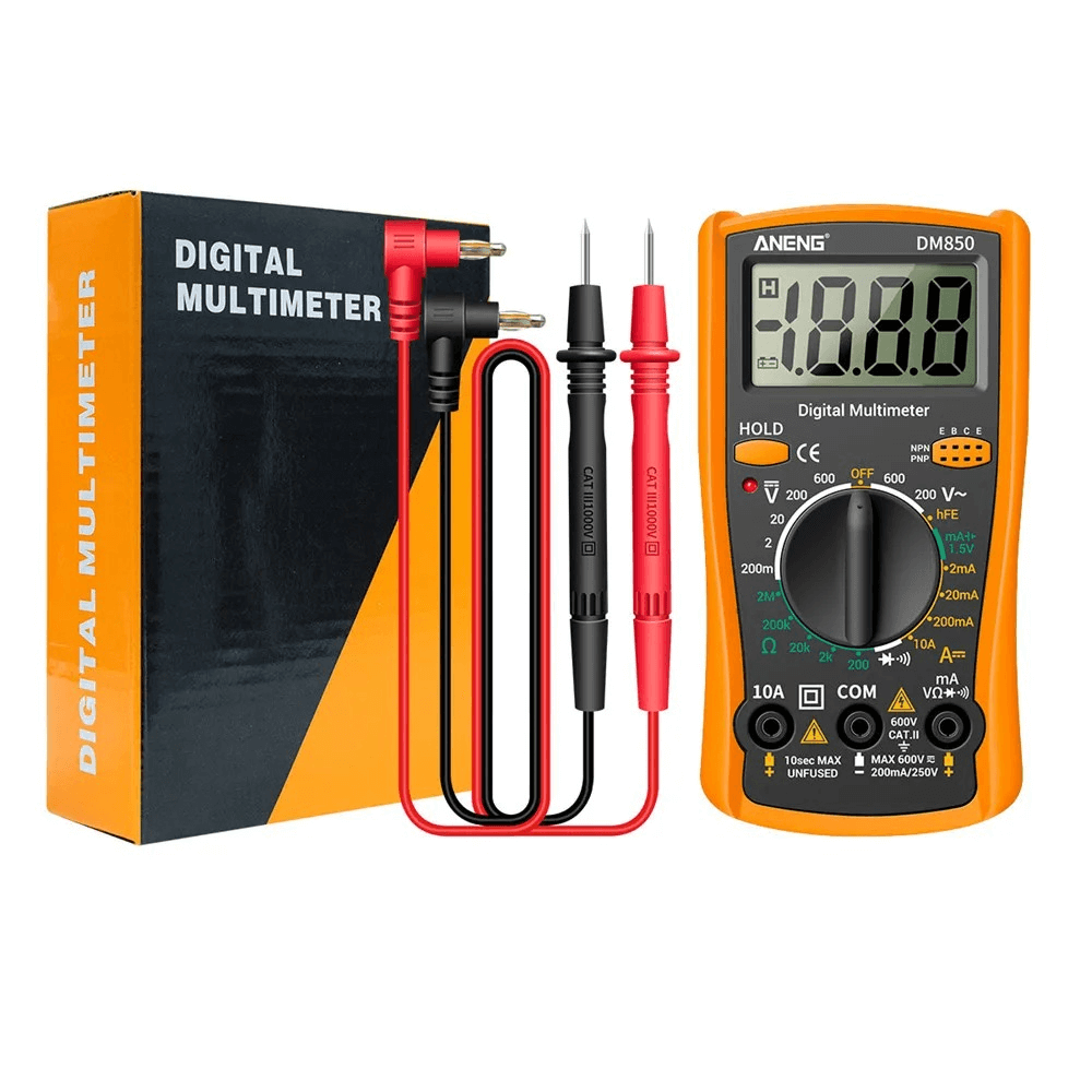 Digitalni multimeter – nepogrešljivo orodje za montažo avtoradia z merilnimi orodji in zaslonom.