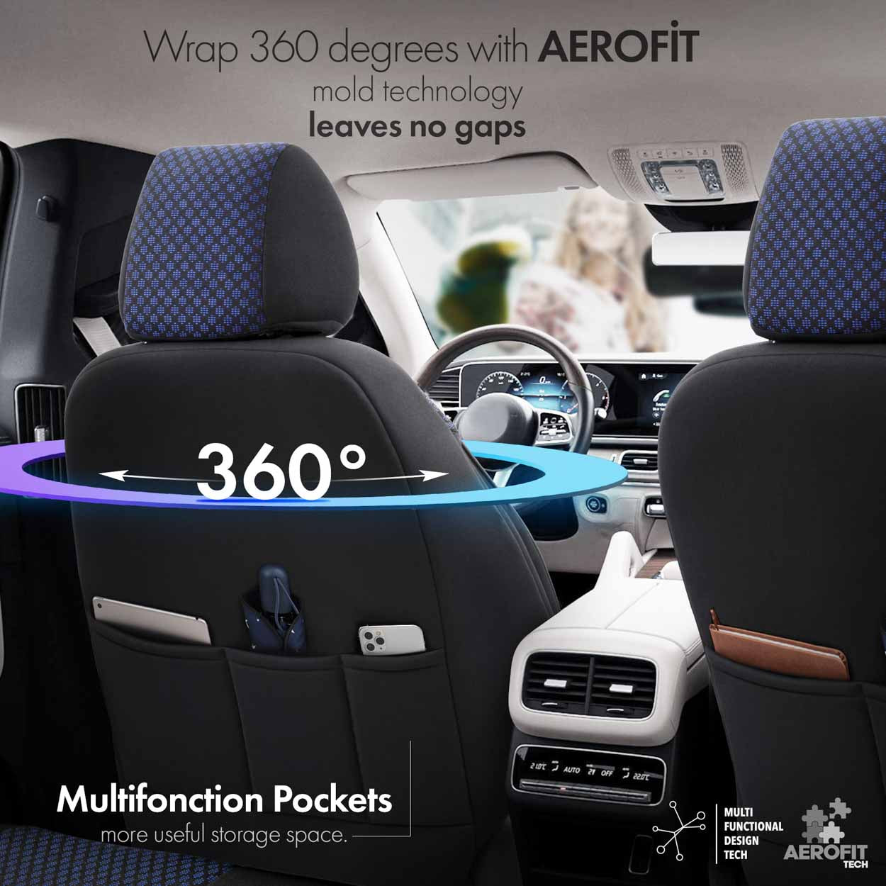 Blå OTOM Sport Plus 104 sædebetræk