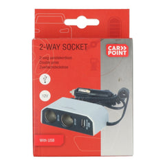 Carpoint dvojni razdelilec 2x12V 1xUSB-A 2,4A 